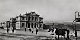 Tramway hippomobile sur la place de Neuve, 1862